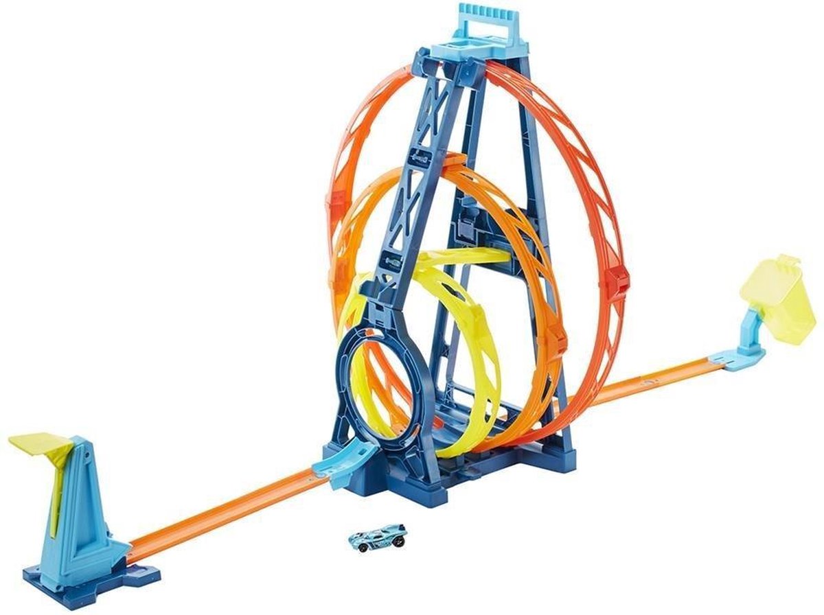 Hot Wheels Track Builder Driedubbele Loopingset + Auto