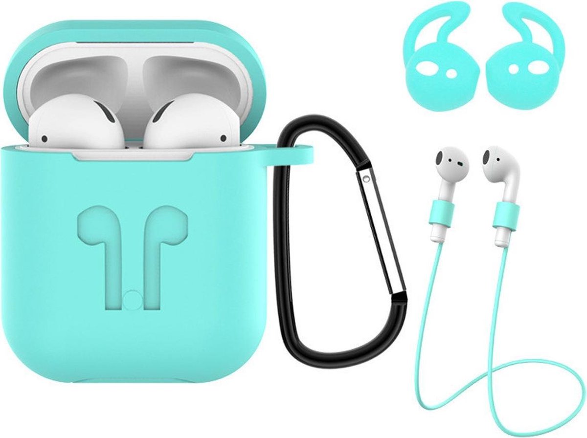 Hoesje voor Apple AirPods 1 Hoes Case 3-in-1 Siliconen Cover - Turquoise