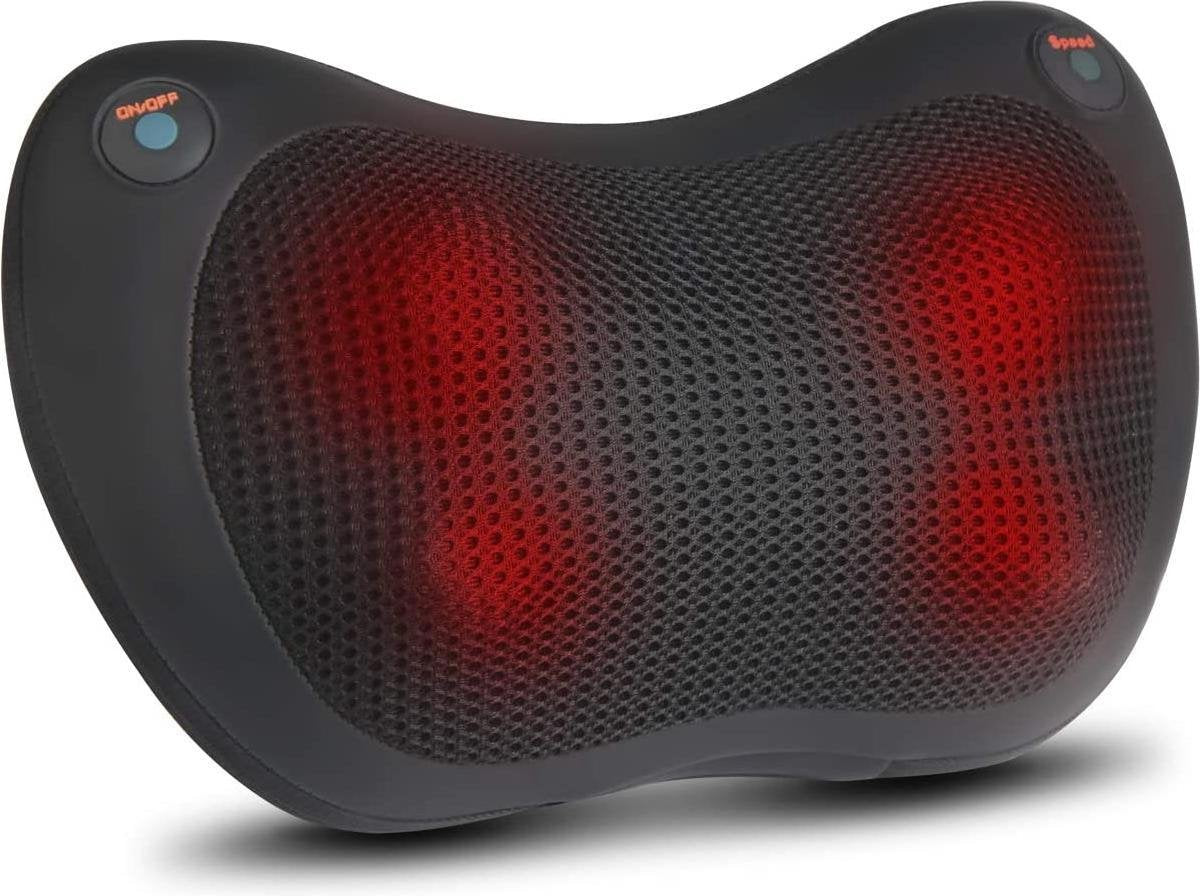 Massage Kussen - Zinaps Shiatsu Massage Kussen met warmte-functie en 3D-roterende massagekoppen voor schouderhalsrug Elektrische nekmassager met verstelbare riem voor auto / kantoor / huis (WK 02128)