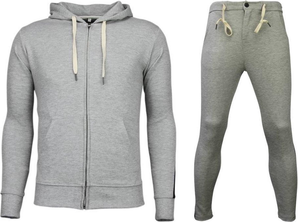 BB Bread & Buttons Trainingspakken Basic - Side Lines Joggingpak - Grijs - Maat: L