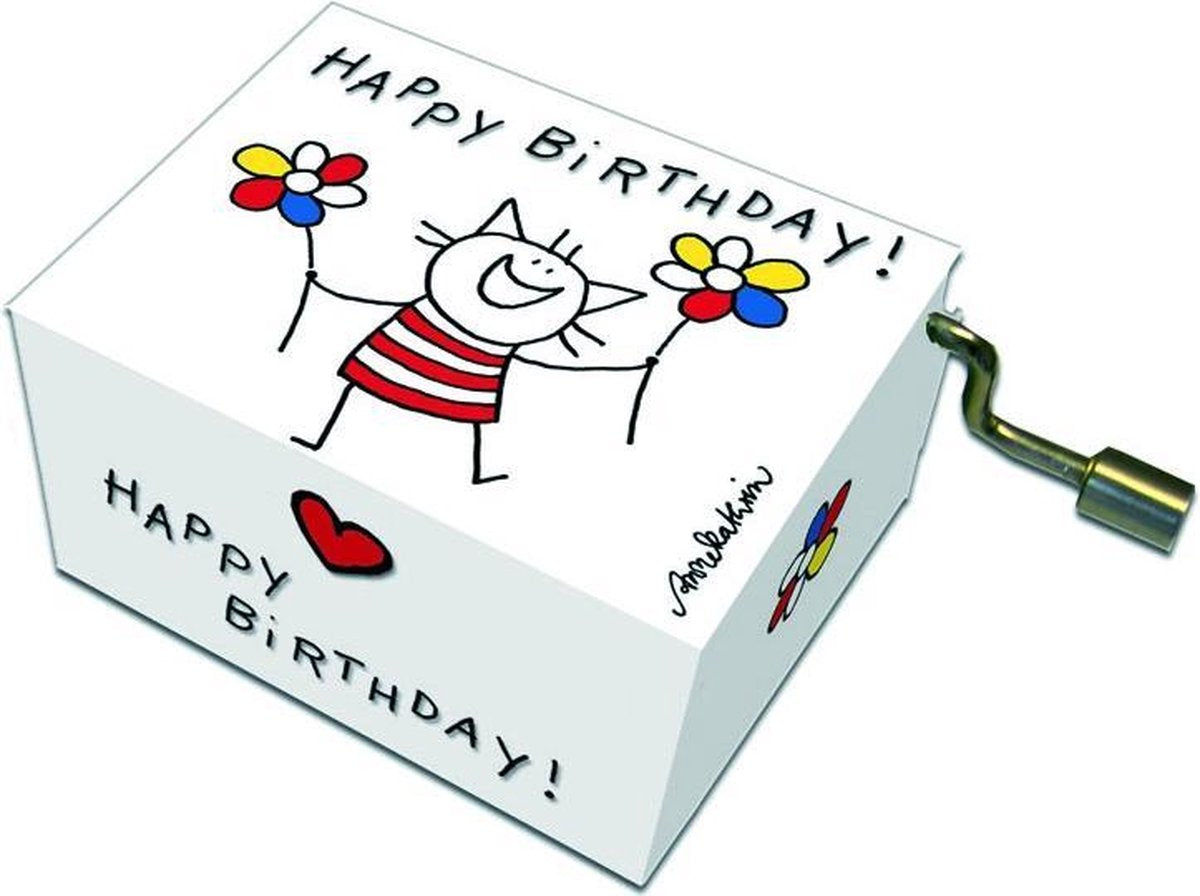 Fridolin Muziekdoosje: '' happy birthday'' kat
