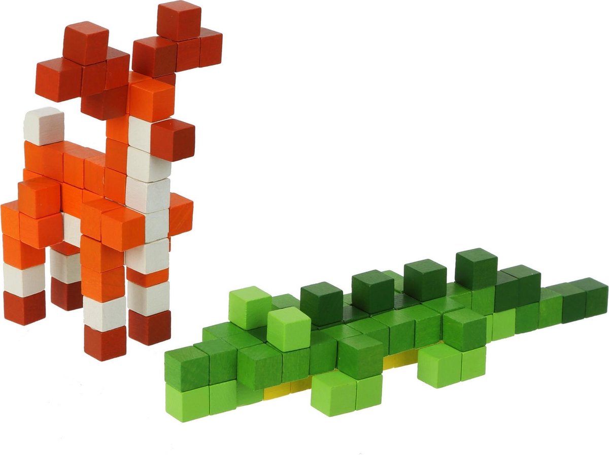 Cubika houten blokjes bouwset - verrassingsdoos