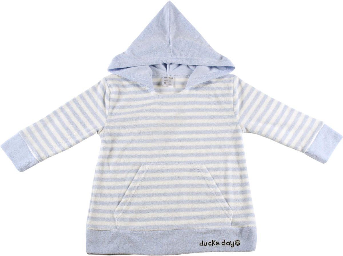 Ducksday zomer poncho unisex Blue stripe - 10 jaar
