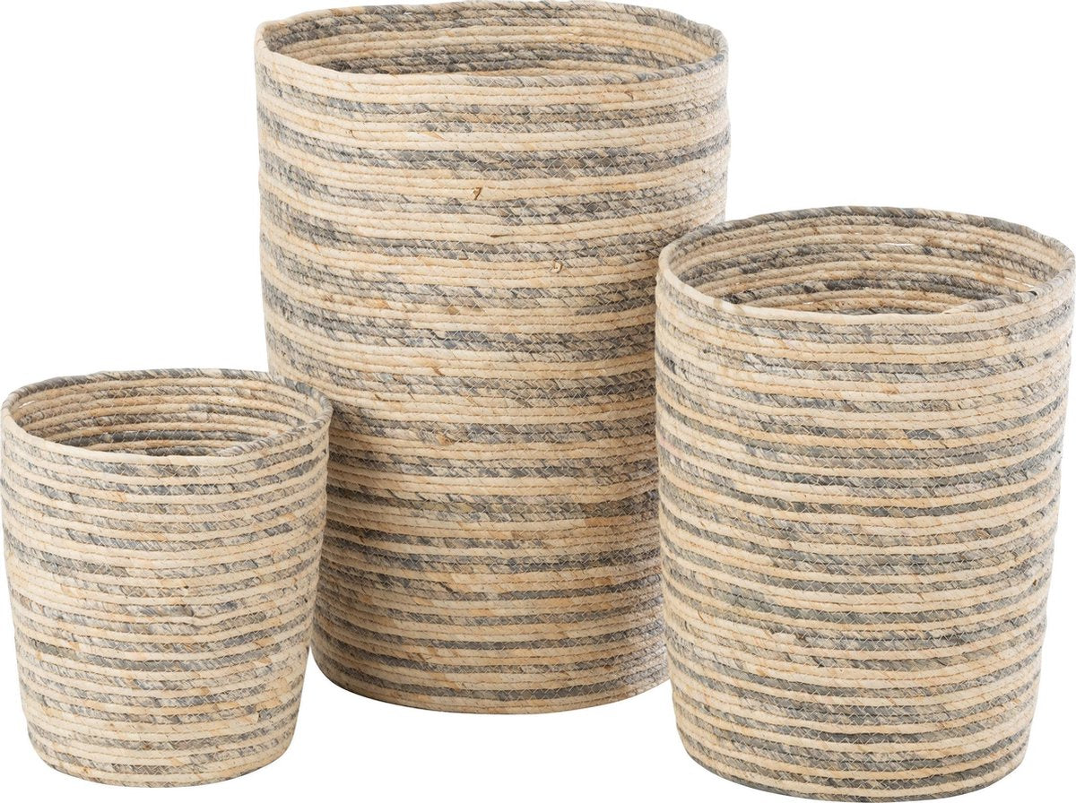 J-Line Set Van 3 Manden Maïs Beige/Blauw