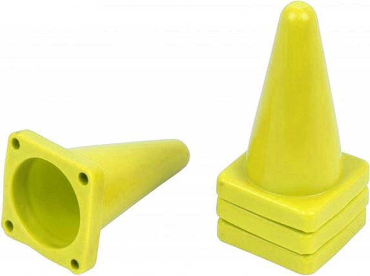 Vinex - Mini Pylonen - Mini Pionnen set van 4 stuk - IAAF specificatie - ca. 10 cm hoog (een halve balpen!) - Geel