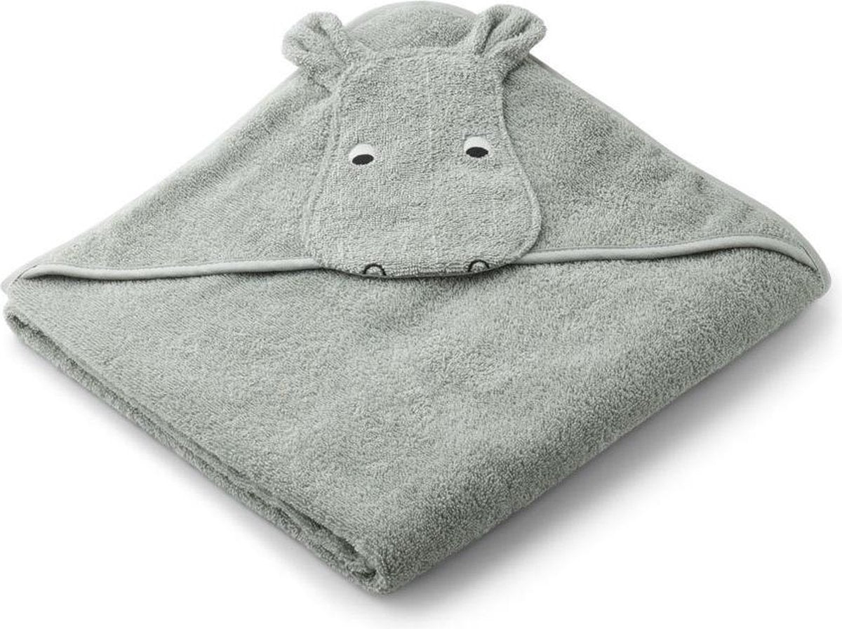 XL 1 x 1 m Augusta Badcape met Capuchon Hippo Dove Blue | Liewood