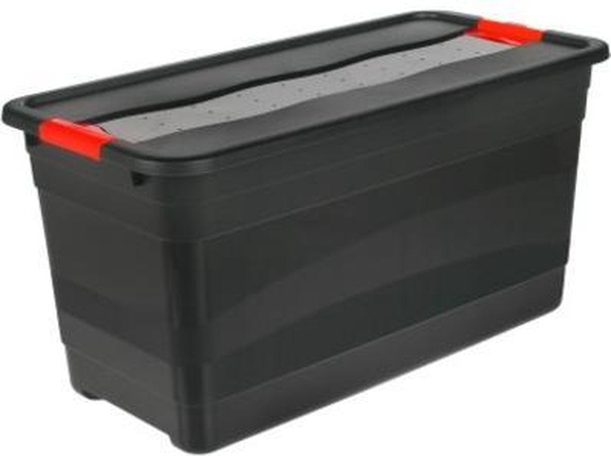 TRANSPORTBOX MET DEKSEL 80X40X40 - 83 L ZWART ECKHART KEEEPER 10830