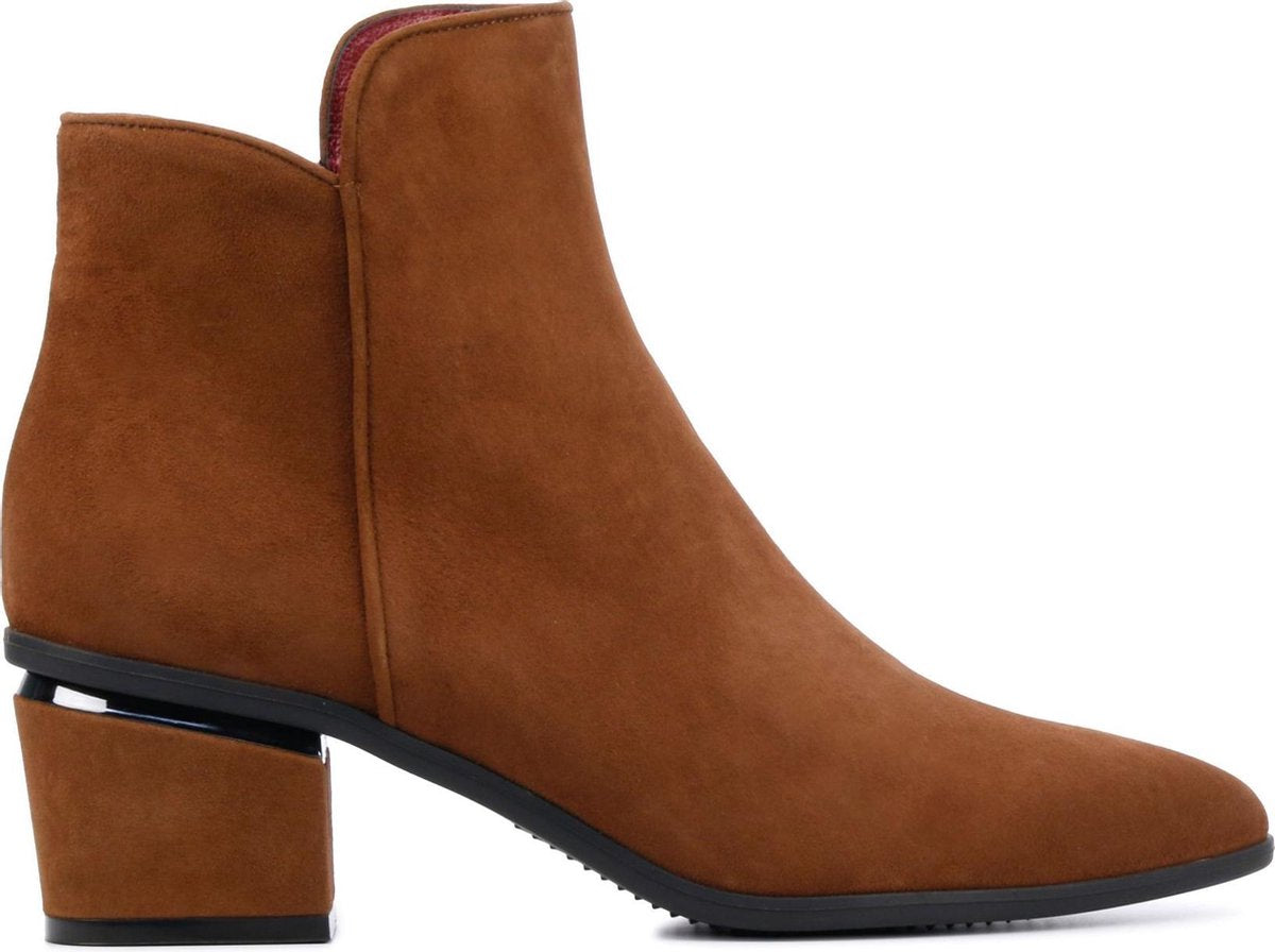 Lilian Vrouwen Suède  Enkellaarsjes / Laarzen / Damesschoenen 11563 - Cognac - maat 38.5