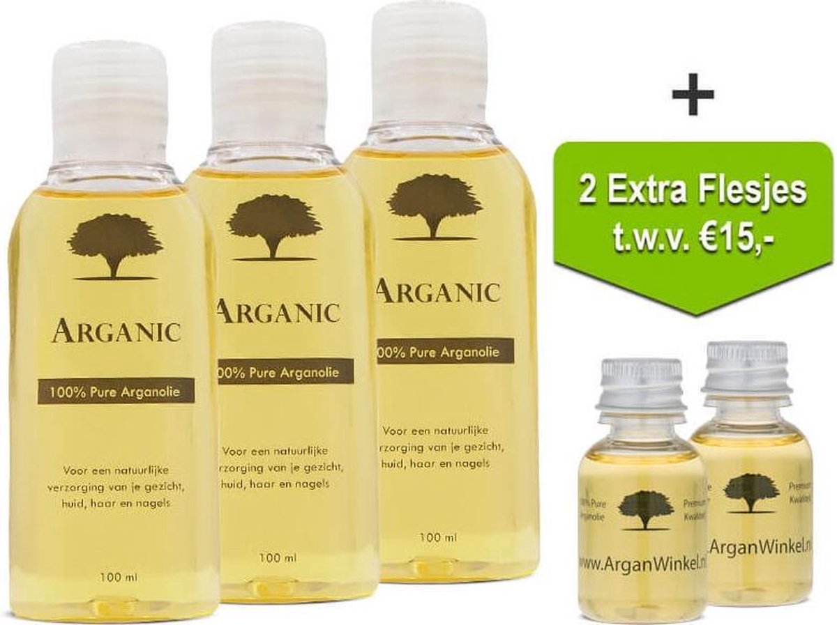 Voordeelbundel 3 Plastic Flessen Pure Arganolie 100ml