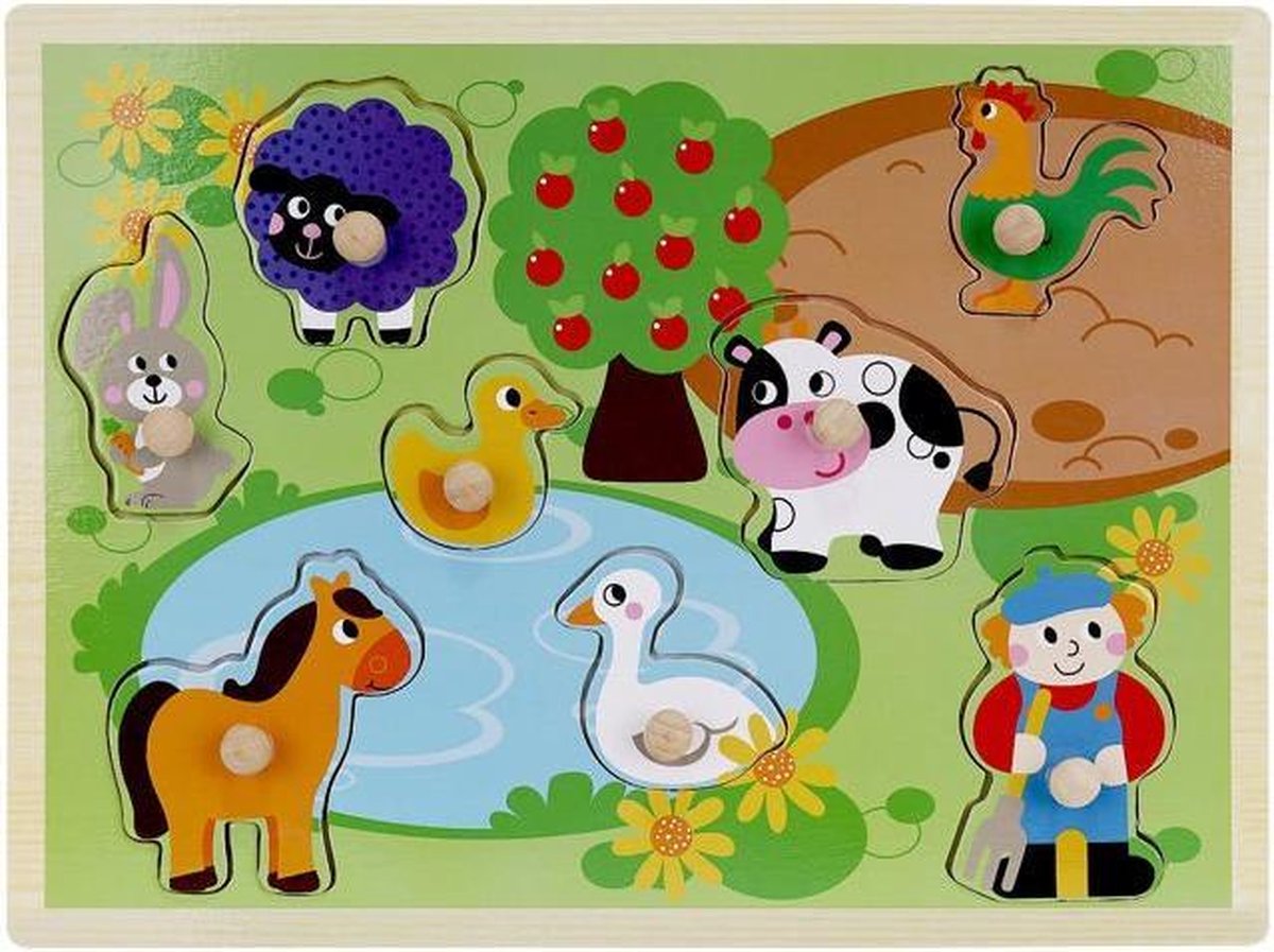 Houten Boerderij Puzzel - Puzzle 9-Delig - Leerzaam Speelgoed