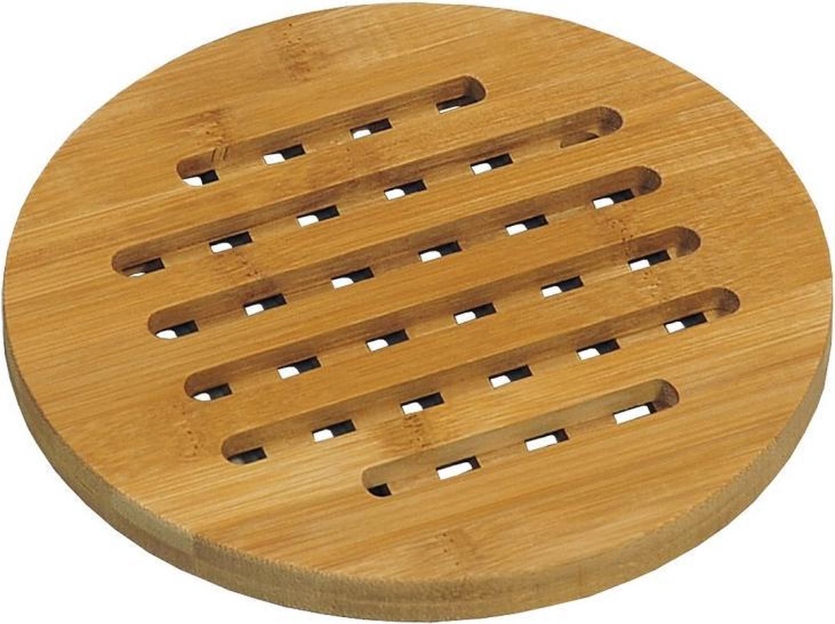 Luxe FSC® Houten Bamboe Pannenhouder / Pannen Onderzetter | Panonderzetter Rond | Hittebestendige Pannen Onderzetters | Afm. 19 x 19 x 1