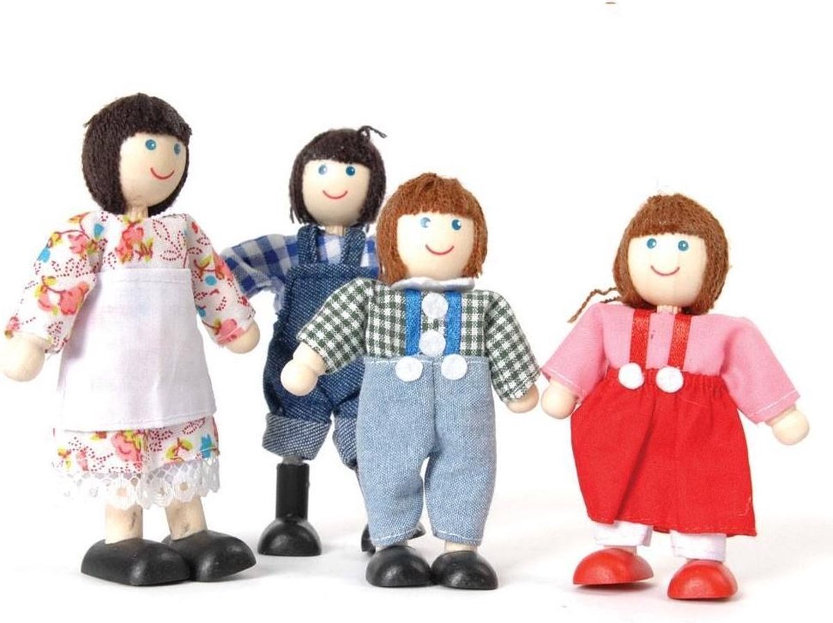 Houten Tidlo  poppenhuis poppetjes Boerenfamilie