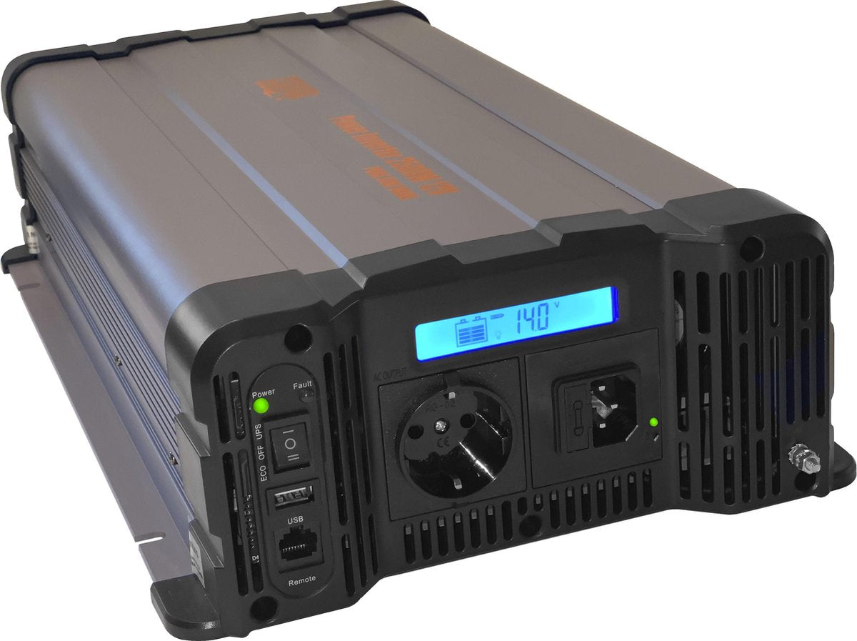 PowerBoozt Rhino LB omvormer | 2500W 12V | BYPASS | Zuivere sinus inverter