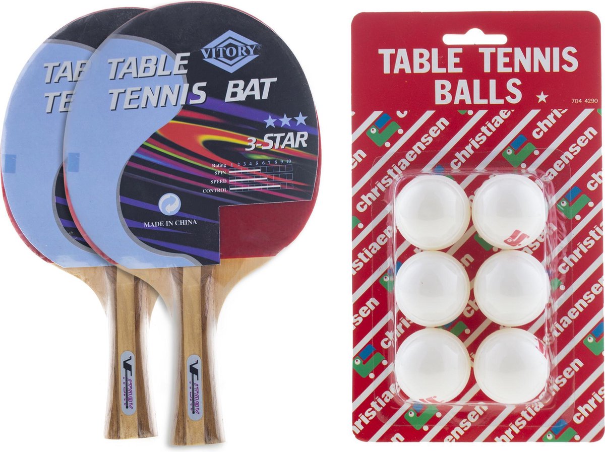 Tafeltennis bat - Vitory - 2 stuks + 6 balletjes