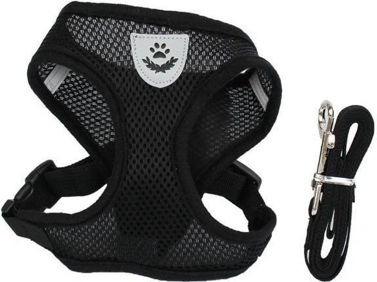 Verstelbare polyester mesh harnas halsband voor huisdieren - looplijn voor puppy