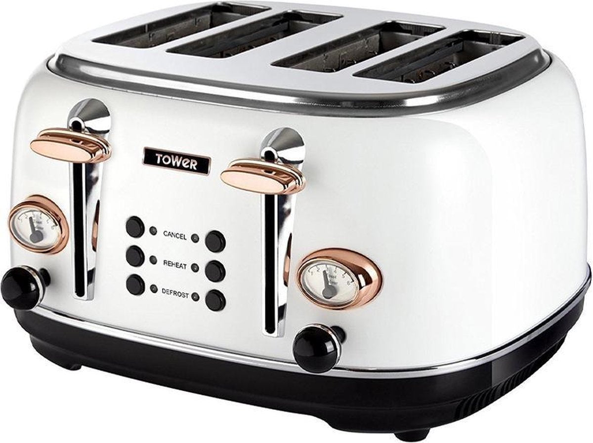 Tower Retro Broodrooster Bottega Rose Gold 4 Sneden Wit