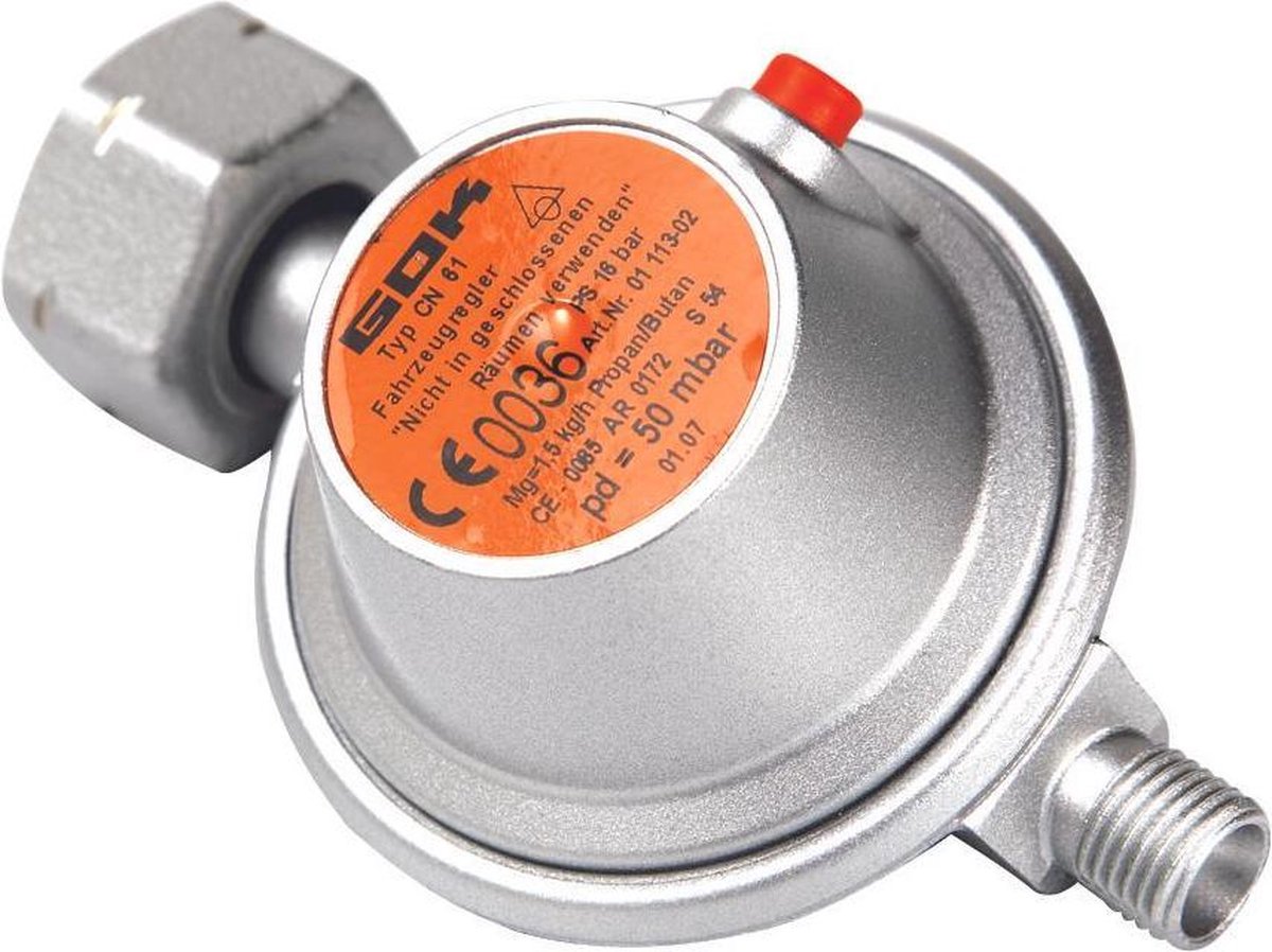 Gok - Drukregelaar met overdrukbeveiliging - Universeel - 1/4 inch Linkse aansluiting - 50 Gr