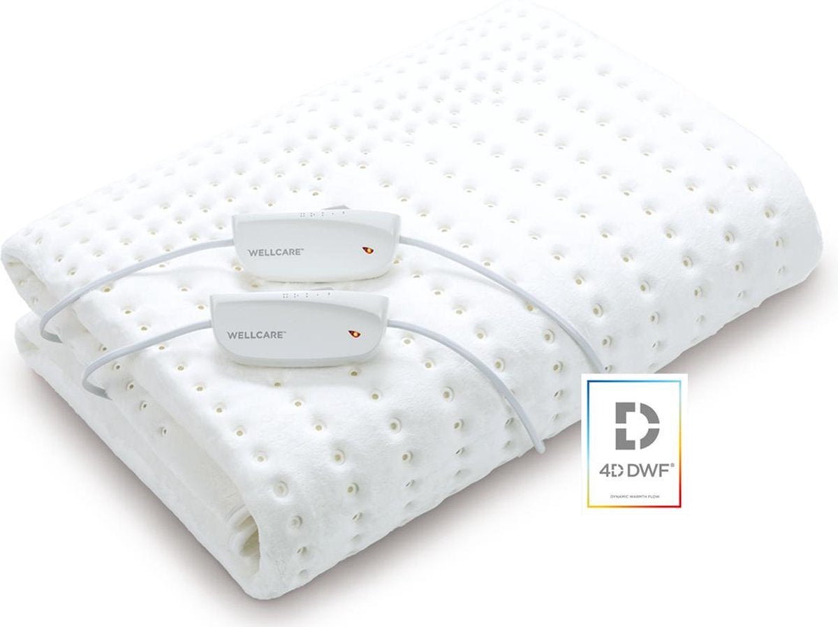 Wellcare 120259 Elektrische deken | 2P | Cosy Fleece | 120 min timer | Extra voetwarmte | 160 x 150 cm | 4D DWF|