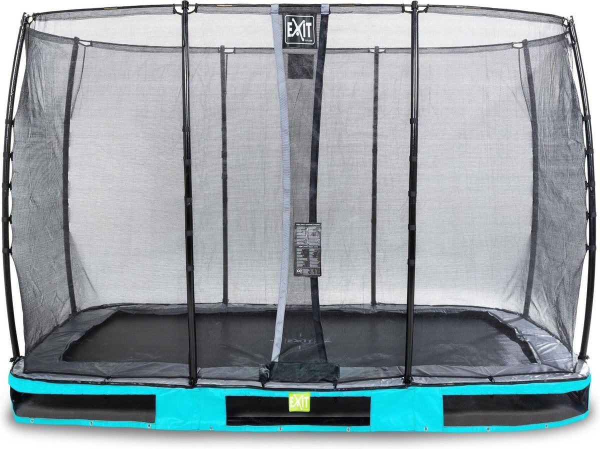 Trampoline EXIT Elegant inground -  214x366cm met Economy veiligheidsnet - blauw