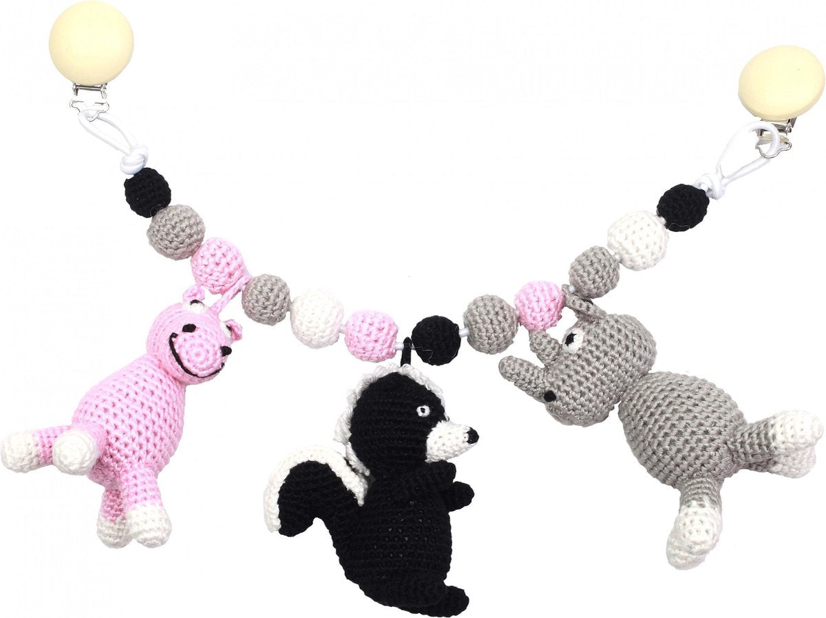Naturezoo Kinderwagenspanner Dieren Gehaakt 40 Cm Multicolor