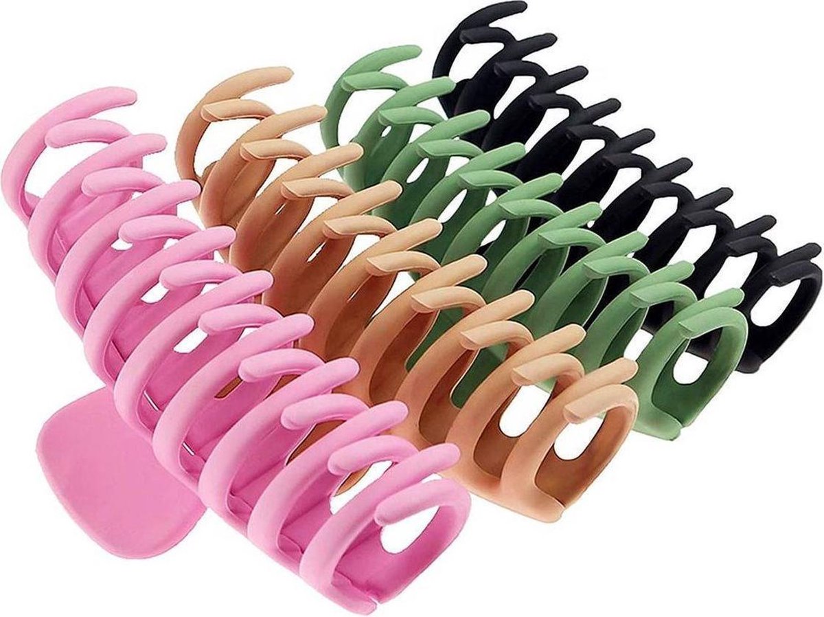 Haarclips Premium - 4 Stuks - Pastelkleuren - Haarklem - Haarklemmen Dames - Bananenklem - Haarspeld - Haarklauw - Haarklem Groot - Haarclip - Haarclip Groot - Haarspelden Dames