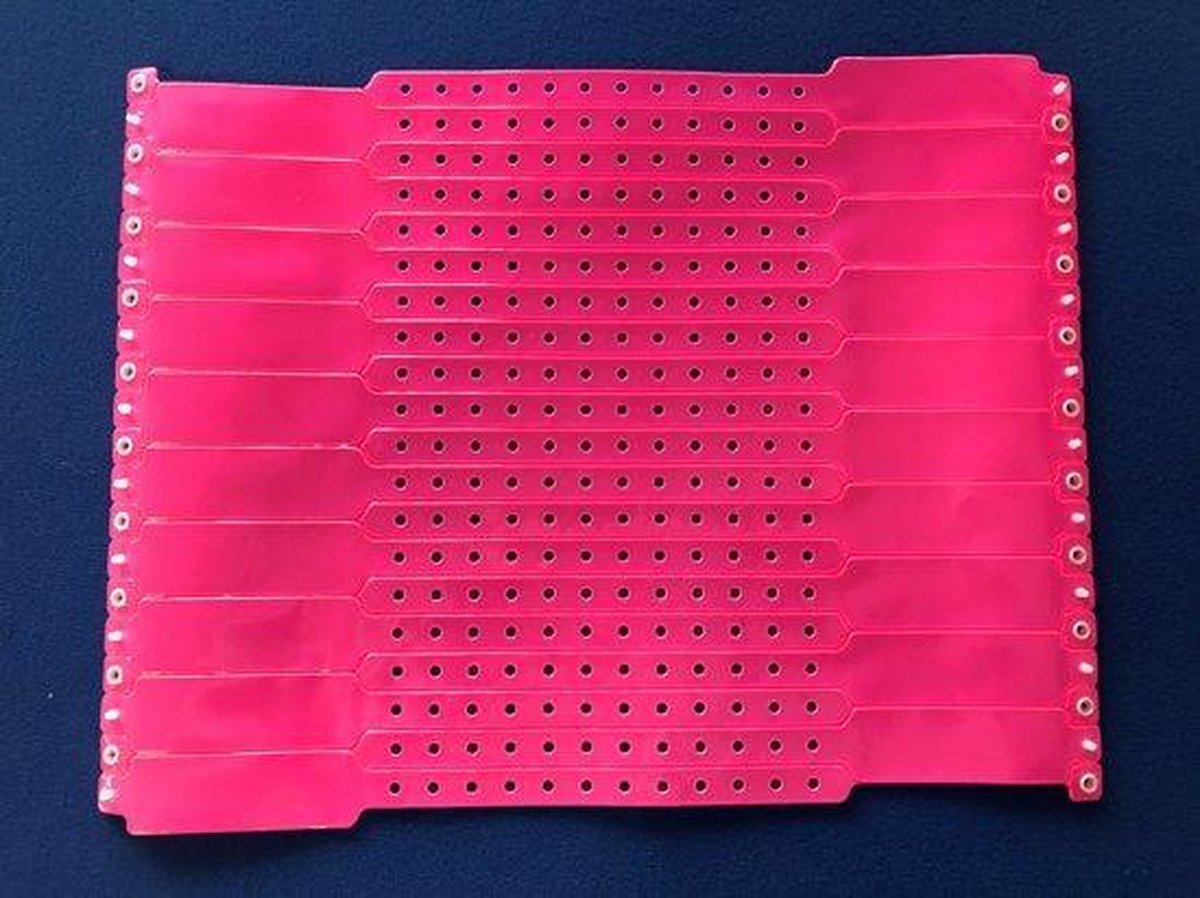 Blanco vinyl polsbandjes - 100 stuks - Neon roze