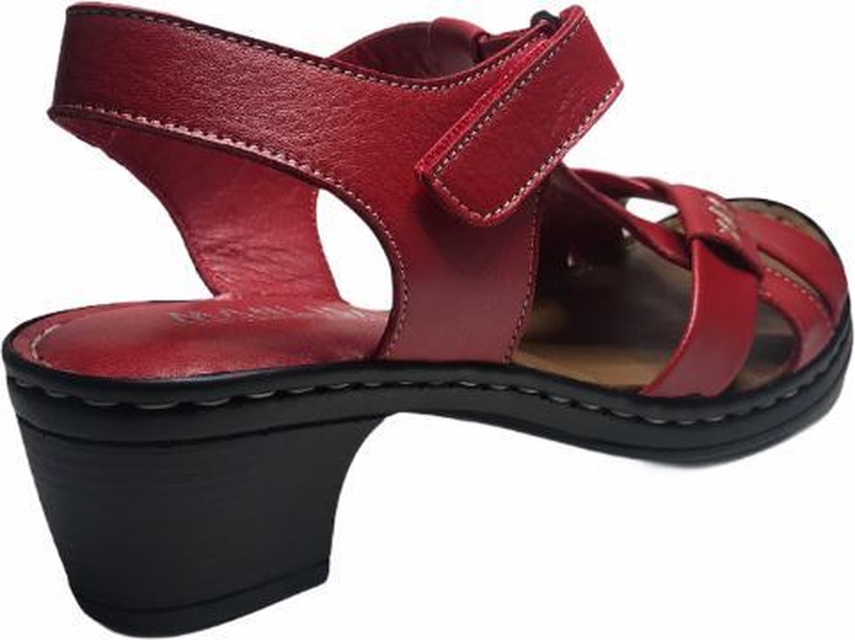 manlisa velcro 6 cm hakje lederen comfort sandalen S-103-S-064 rood mt 39