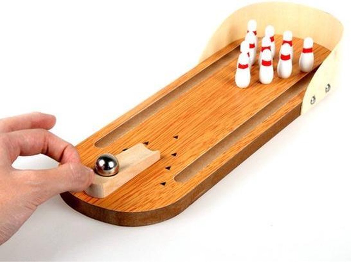 GadgetBay Bowlingspel cadeau met Knikker Kegels Pins - Bowlingbaan Hout