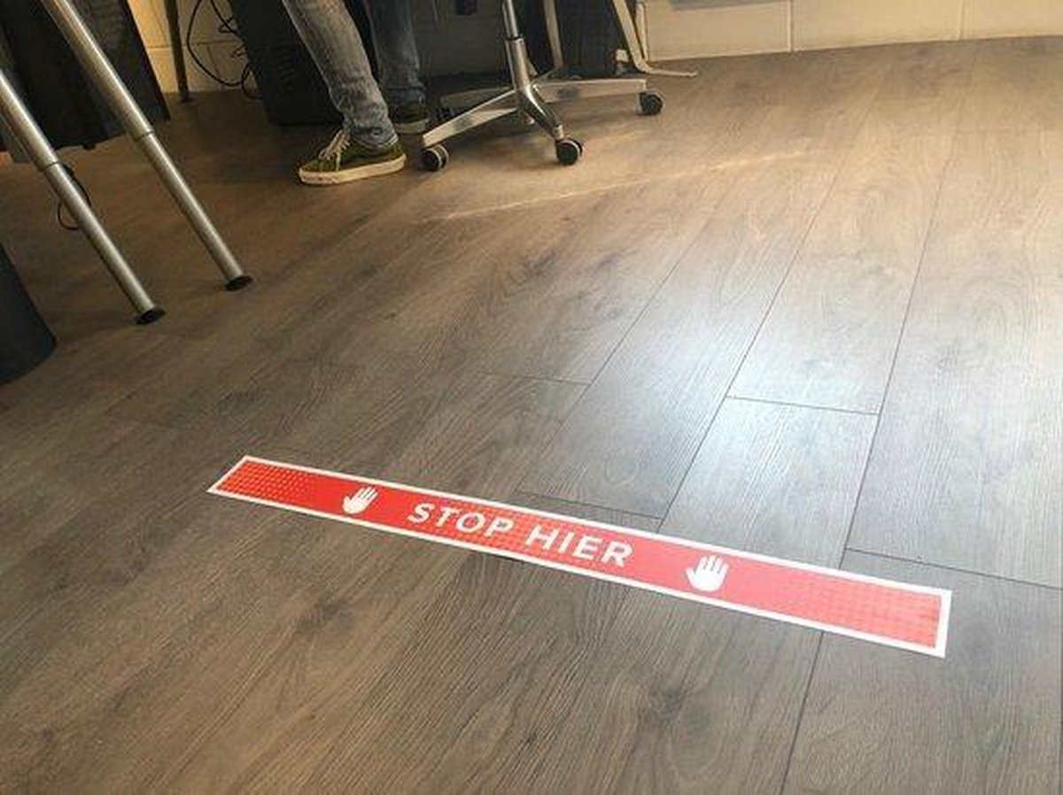 Stop Hier Vloersticker (90 cm x 7