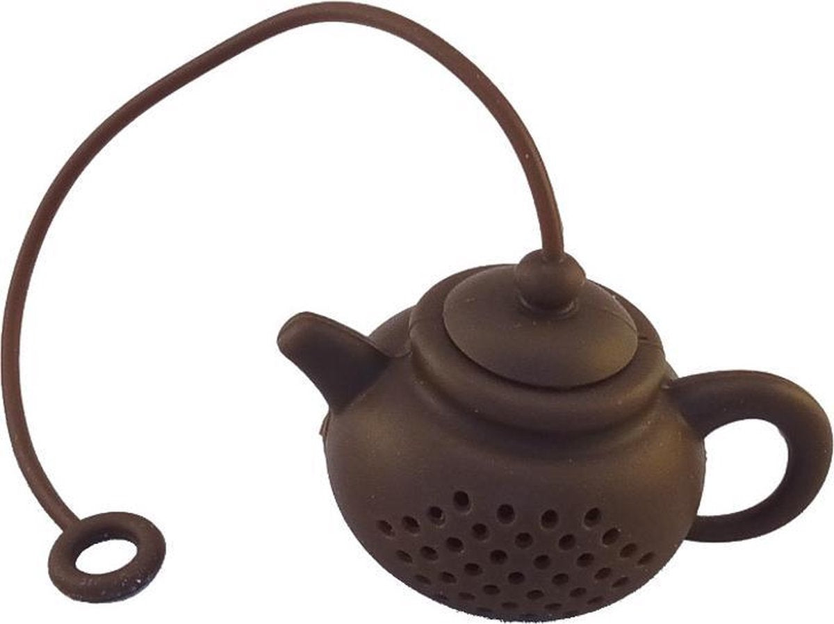 Thee-ei Theepotje voor losse thee - kleur bruin - Theefilter / Theezeef theepot