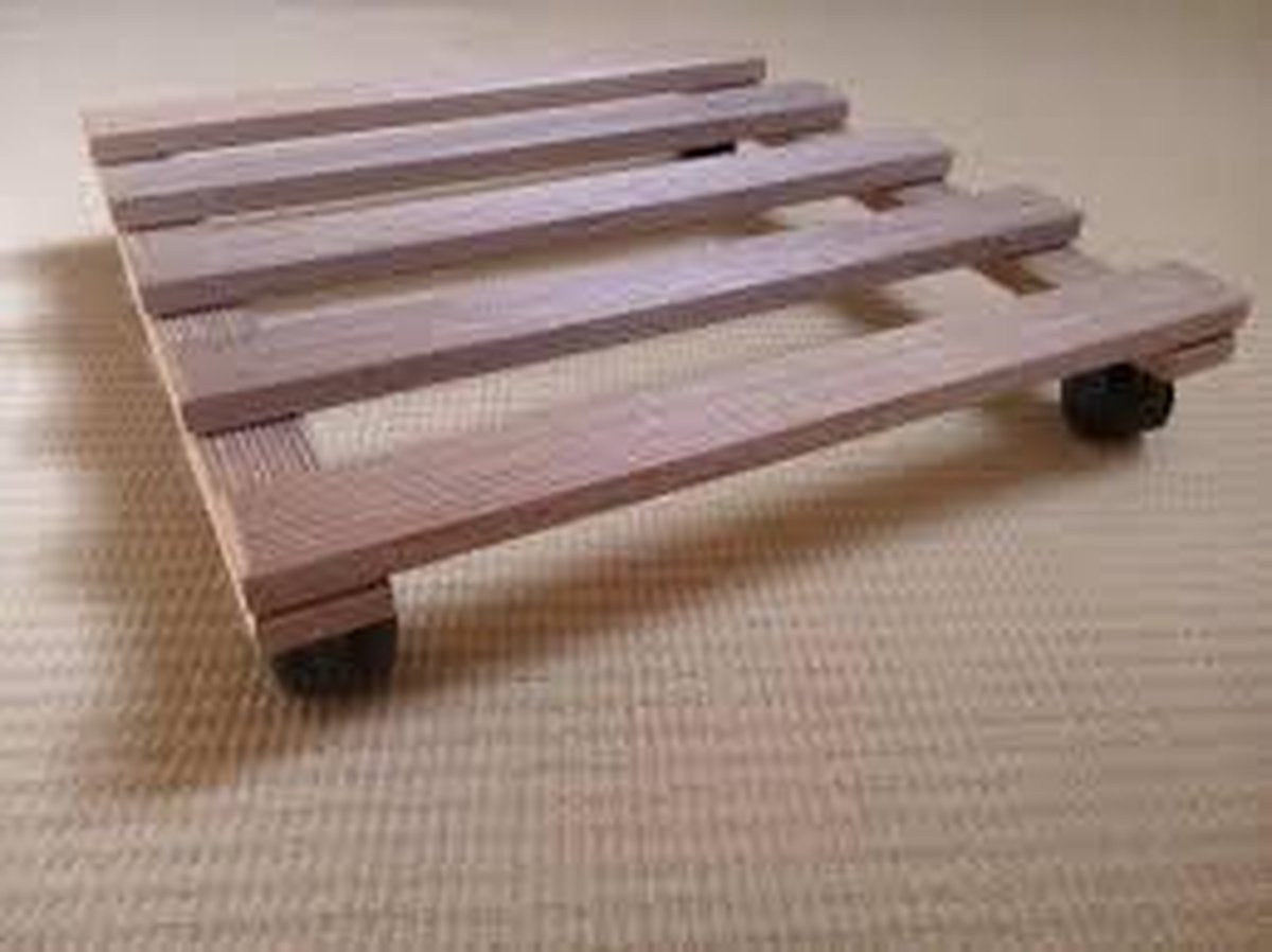 trolley plantentrolley van hout met zwenkwielen