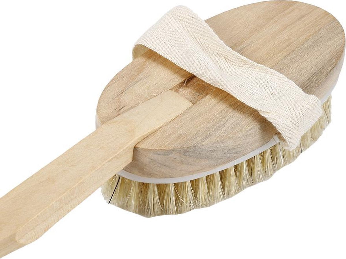 WiseGoods Luxe Lichaamsborstel Dry Brush - Scrub Borstel met Handel - Spa - Bad/ Douche Accessoire - Massage - Huid - Hout