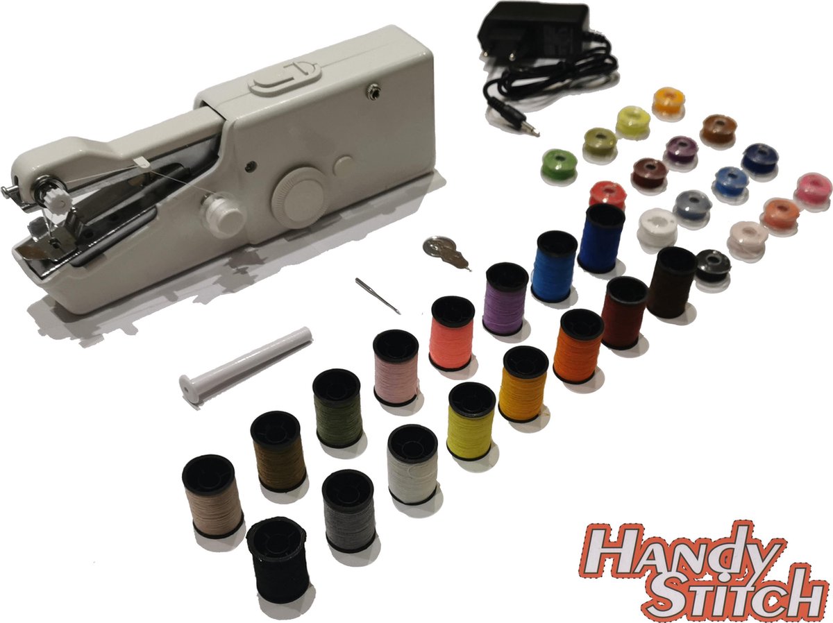 Handy Stitch - PREMIUM Handnaaimachine met Adapter + 32 Spoelen garen en accessoires