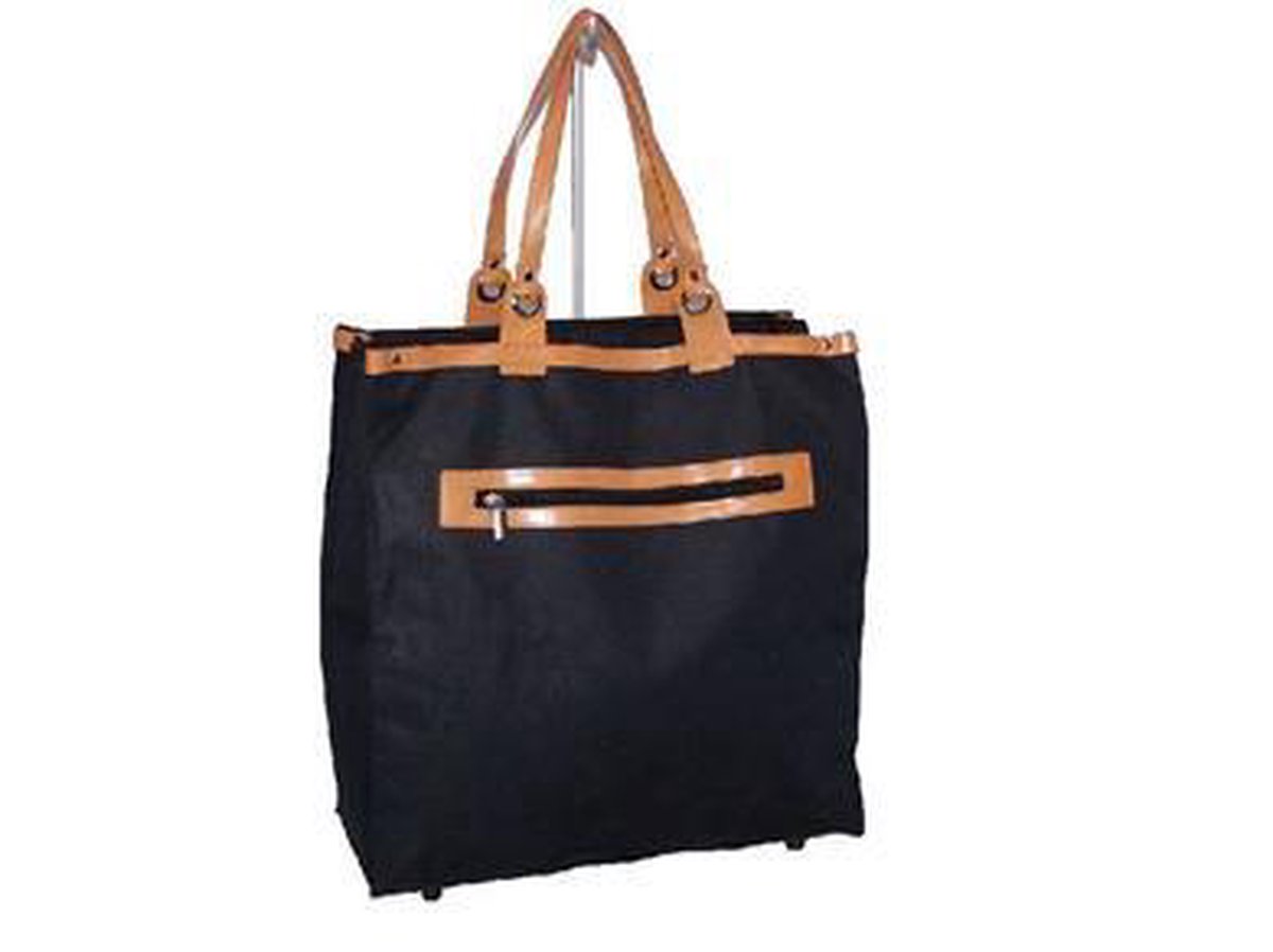 New-Rebels® sterke Eco Boodschappentas met lederen handvatten - 30 Liter - Zwart