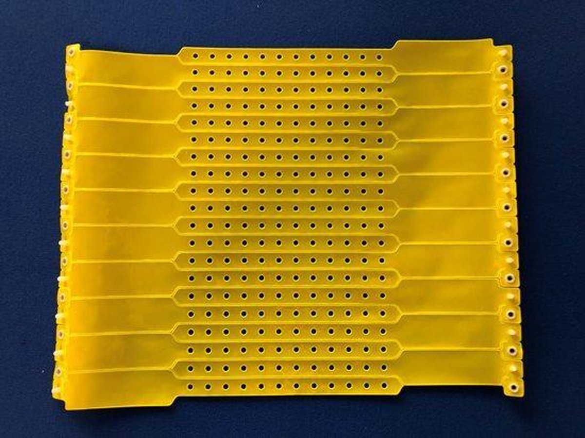 Blanco vinyl polsbandjes - 100 stuks - Neon geel
