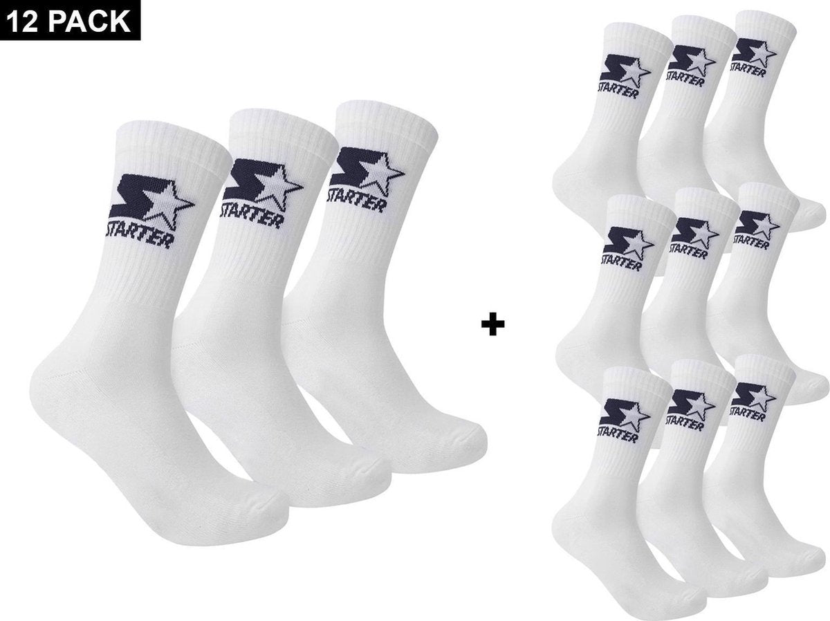 Starter 12-Pack Sportsokken - Witte Sokken - Heren - maat  43 - 46