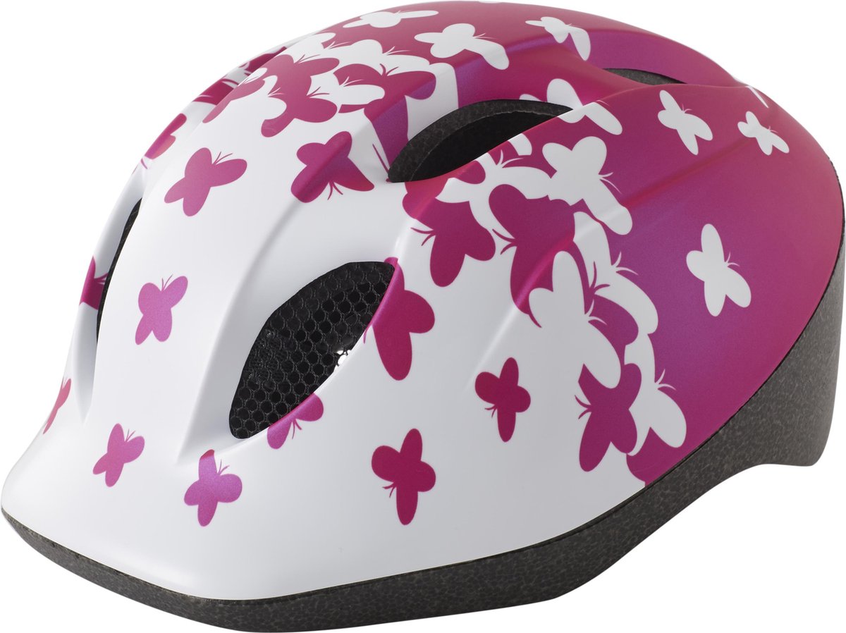 MET Buddy - Fietshelm - Kinderen - Vlinders - Roze / Wit ( 52-57 cm)