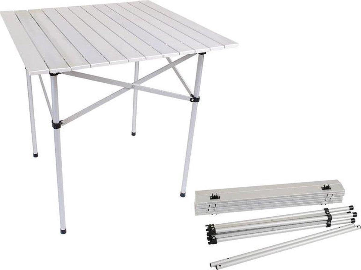 Stevige Lichtgewicht Opvouwbare Tafel - Als campingtafel / extra tuintafel / bijzettafel / picknicktafel voor buiten - Aluminium Klaptafel 70x70x70 cm - DQB
