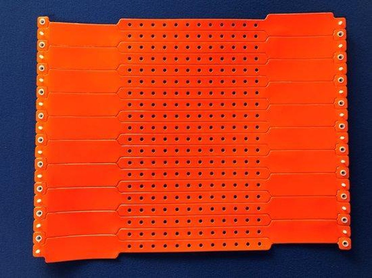 Blanco vinyl polsbandjes - 100 stuks - Oranje