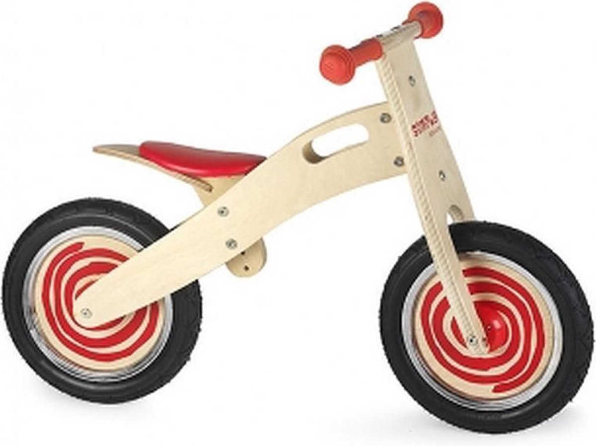 TimeCares Loopfiets – Lichtgewicht – Kinderfiets – Anti Lek Band – Kinderen vanaf 3 jaar – Hout - Rood