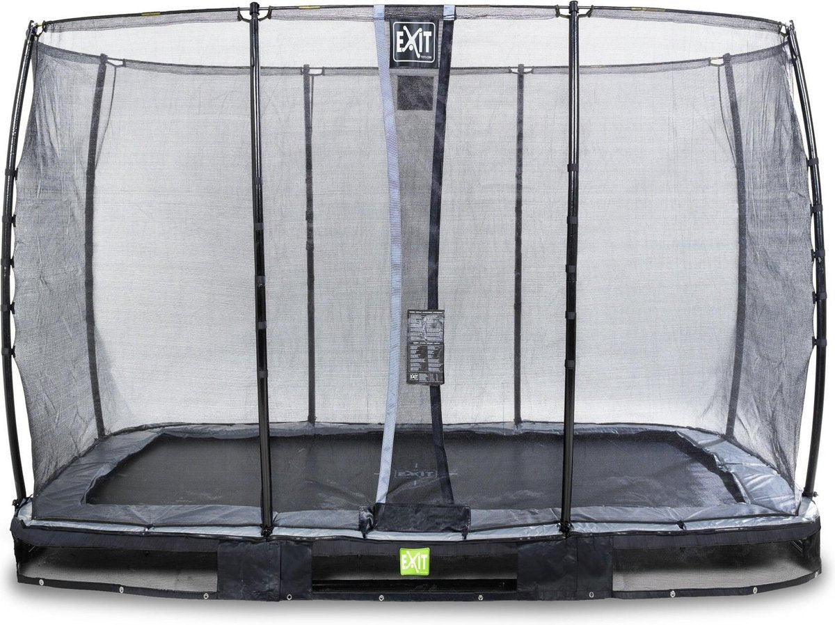 Inground trampoline EXIT Elegant - 214x366cm met Economy veiligheidsnet - Zwart - Inground - Rechthoek