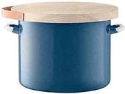 L.S.A. Utility Voorraadpot - Incl. Eikenhouten Deksel - Geëmailleerd Staal - Ø 31 x 25 cm - Blauw