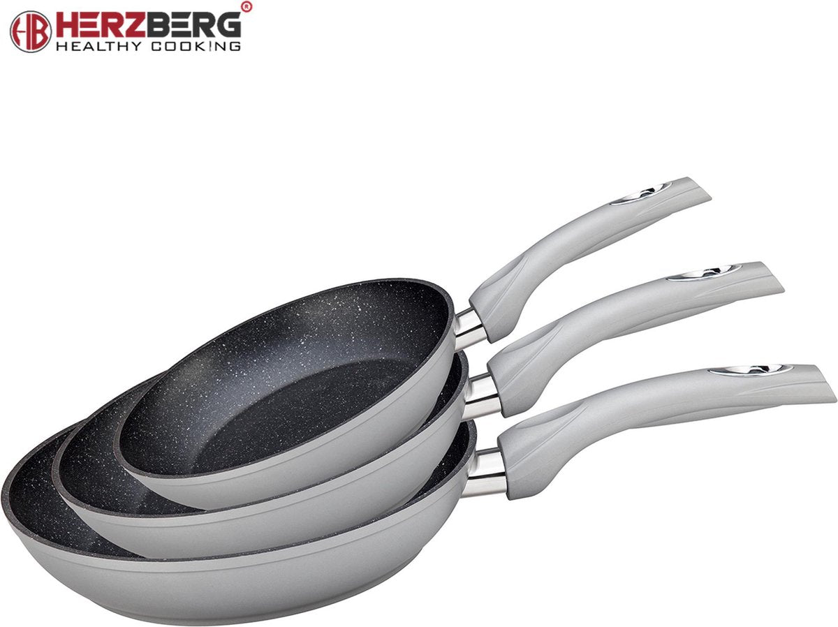Herzberg 3-Delige Koekenpanset - Gesmeed Aluminium 20/24/28 Diameter - Zilver