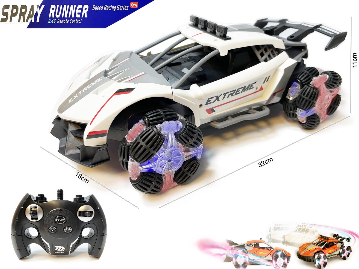 Rc auto 2.4GHZ Burnout Smoking Car - met echte rook - LED lichtjes - 1:12 -oplaadbaar