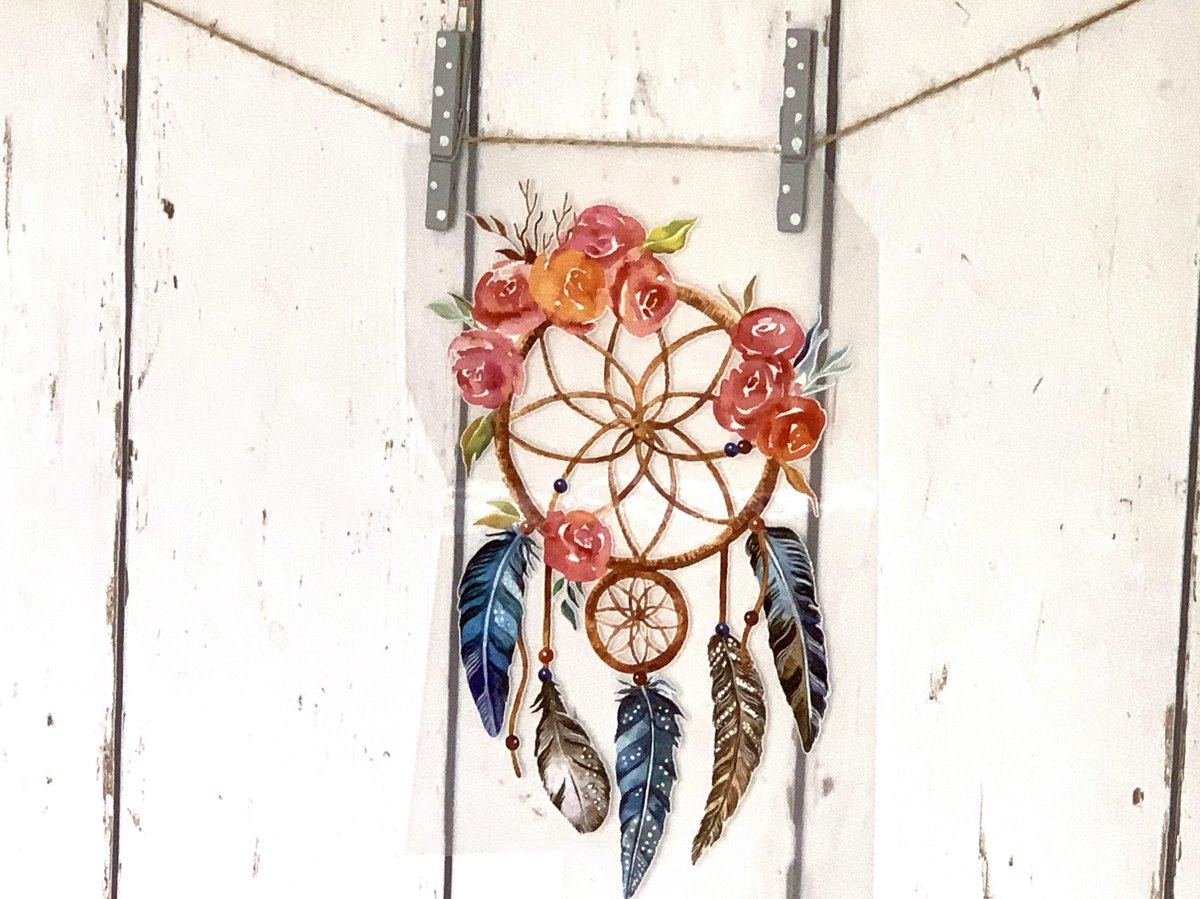 MixG | Grote Strijkapplicatie (16 x 27 cm)| Dromenvanger - Bloemen| Vrouw / Meisje