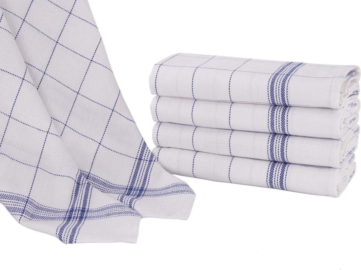 Homéé® Theedoeken Belgische ruit  Blauw 100% Katoen - set van 12 Stuks -70x70cm