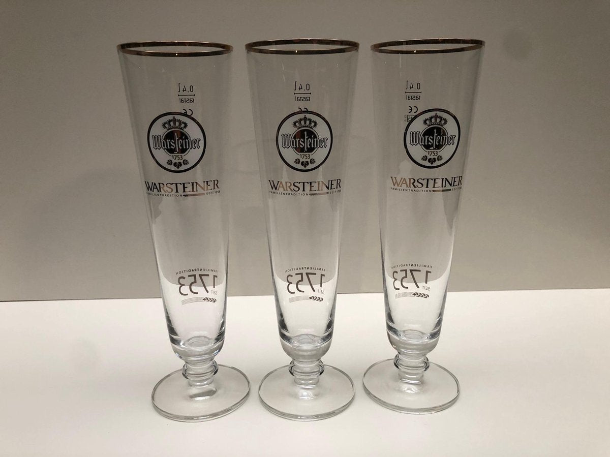warsteiner set 3x (40-52cl) voetglas tulpglas bierglazen bierglas op voet