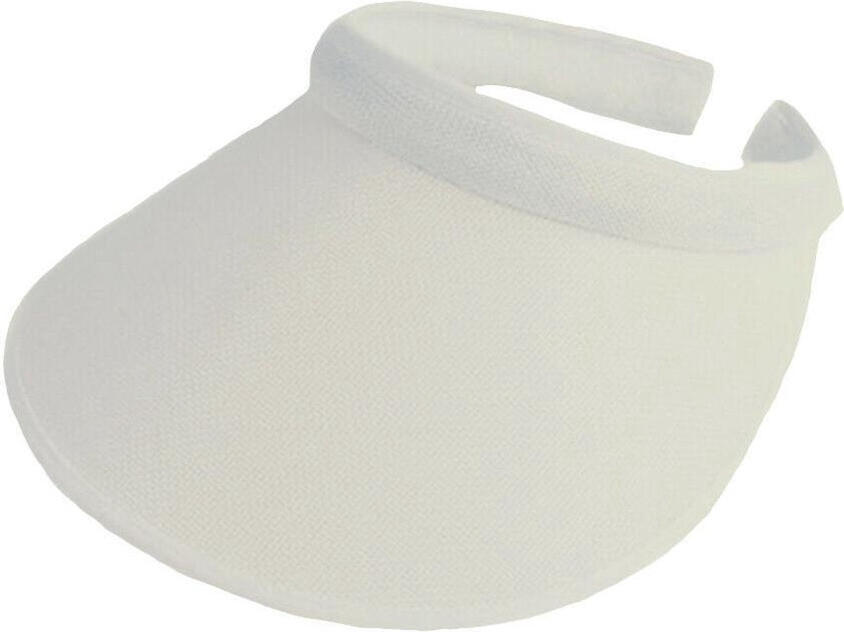 Klem zonneklep zonnepet met brede rand kleur wit maat one size
