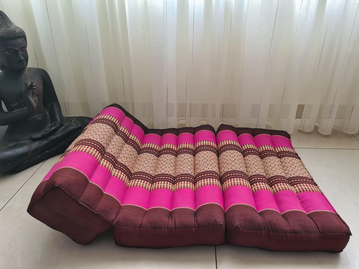 Yoga meditatie kussen mat - Yoga kussen opvouwbaar – Steunkussen –  Meditatie kussen opvouwbaar - Kapok – Yogamat opvouwbaar – 70x50 cm - Roze