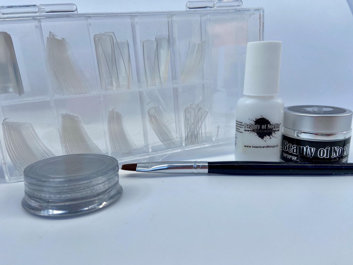 Builder 5ml+Gel penseel nr6+Nageltips 100st+Lijm7gr+Chroompoeder ( COMBIDEAL02)